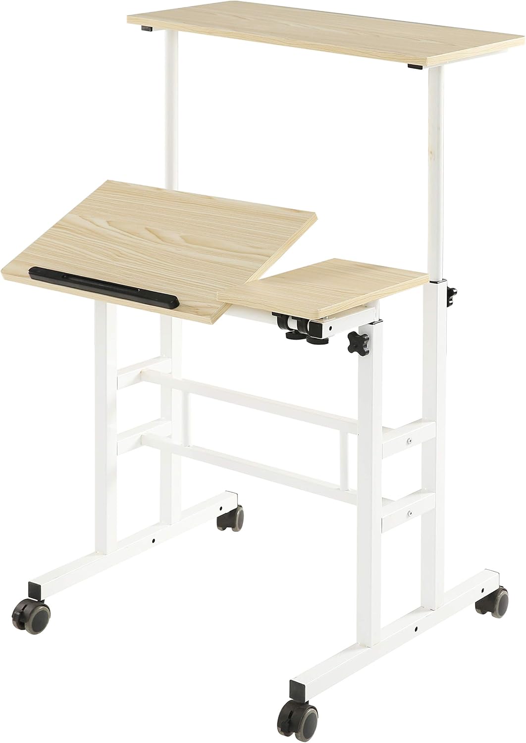 Light Grain Rolling Standing Desk Cart Pack of 2 D867392