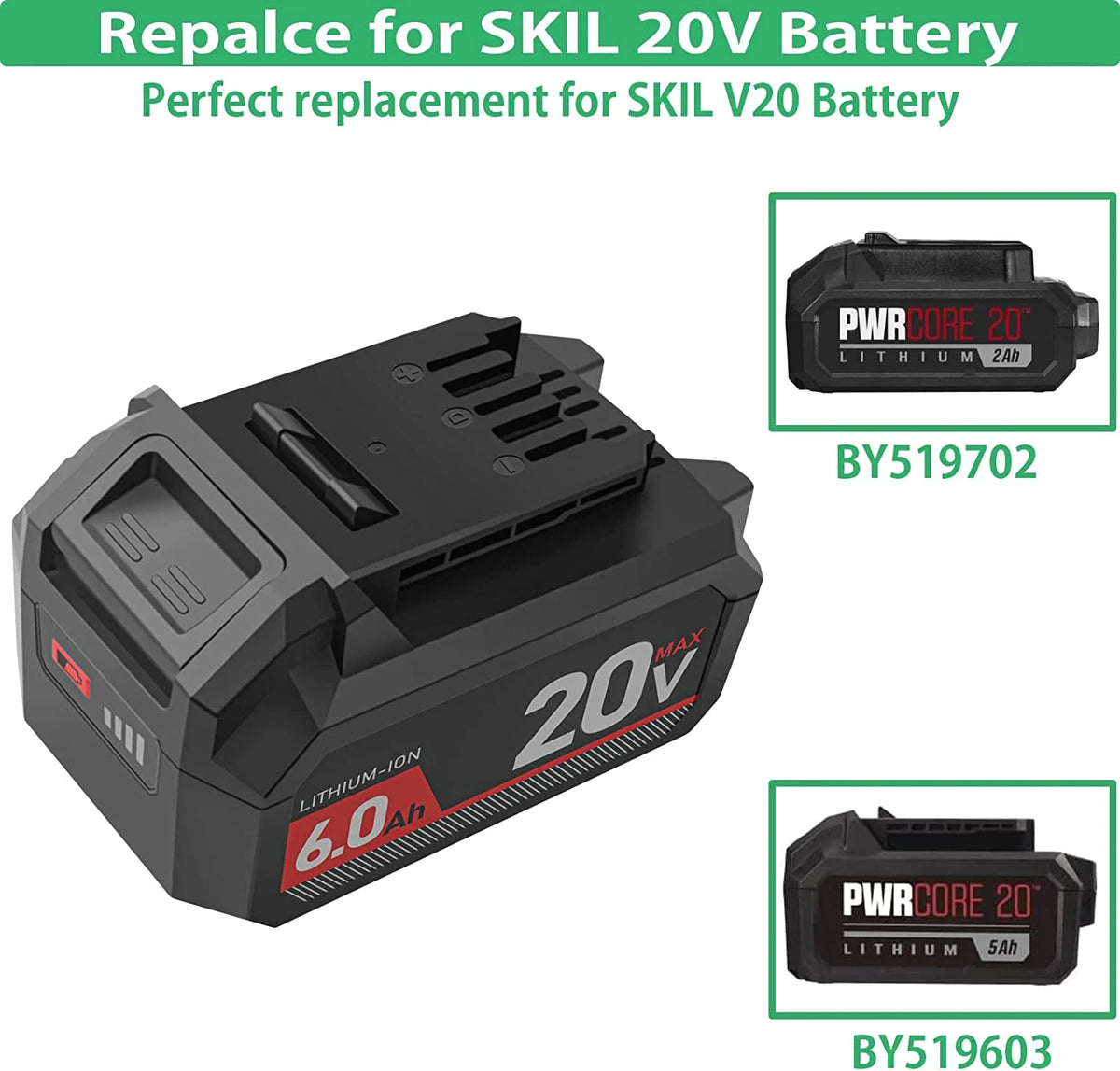 20V 6.0AH Lithium Battery for Cordless Power Tools O47939
