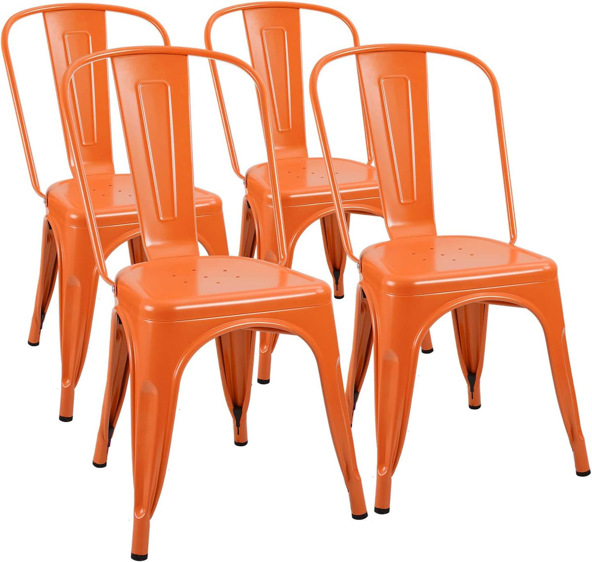 Distressed White Metal Side Chairs Set of 4 J703398