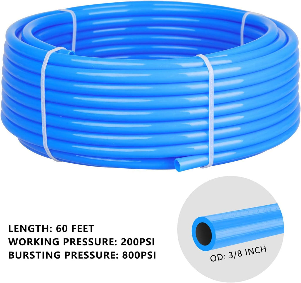 49PCS 3/8 Inch Nylon Compressed Air Pipe Kit with Cutter, Tees, Mounting Clips, Connectors R30866