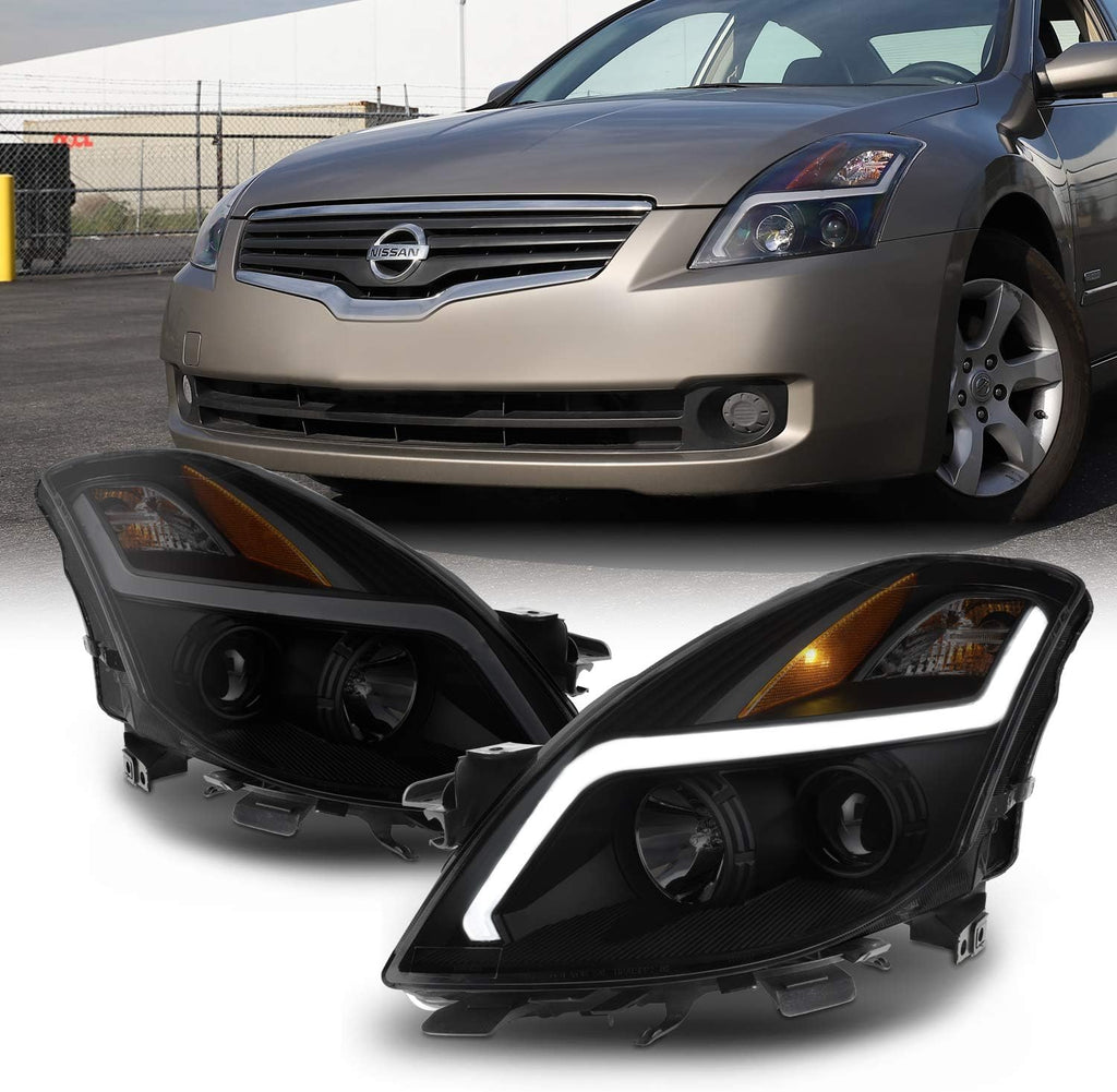 Smoke Lens LED Strip Projector Headlight Black Housing Assembly P9049