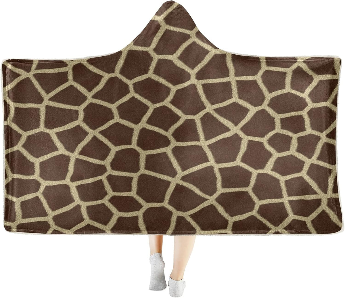 Hooded Tiger Print Sherpa Plush Throw Blanket J3465