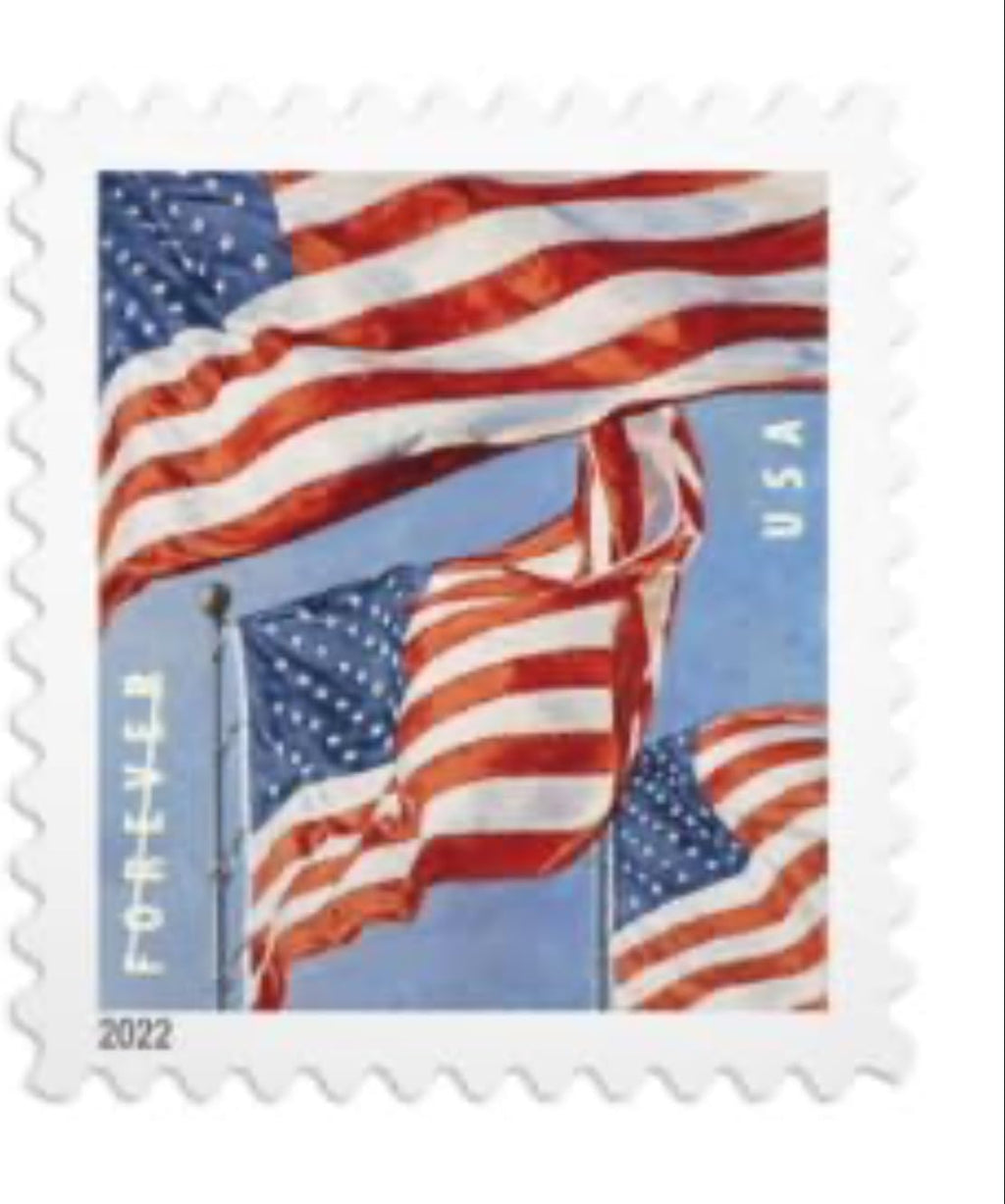 100 Roll US Flag Postage Stamps B60806