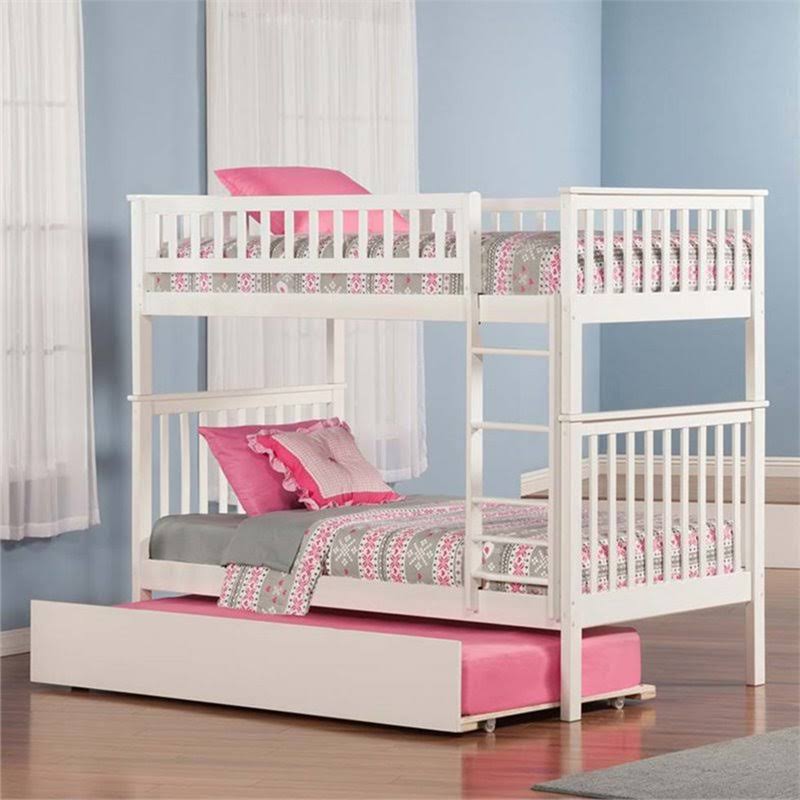 Twin Over Twin White Bunk Bed with Trundle L96364