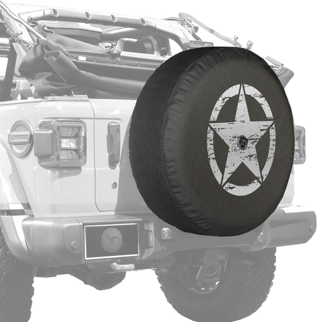 Distressed Star White Print 32 Soft Tire Cover for Jeep Wrangler JL with Back-up Camera Z2380