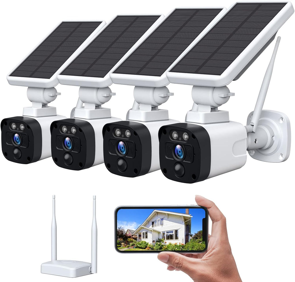 4 Camera Set Solar Security Camera System with Base Station A339128