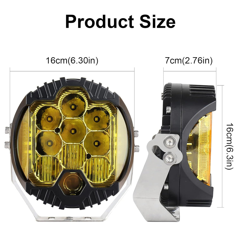 7 Inch 90W LED Light Pod Yellow Lens Combo Spot Flood Off Road Fog Lights IP67 Waterproof T93071