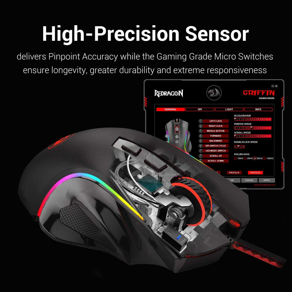 Mechanical Gaming Keyboard and Mouse Combo, Tenkeyless, 60% with Arrow Key, 7200 DPI Mouse, Pack of 2 G402