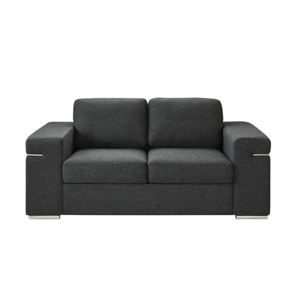 Black Linen Fabric Loveseat O20936