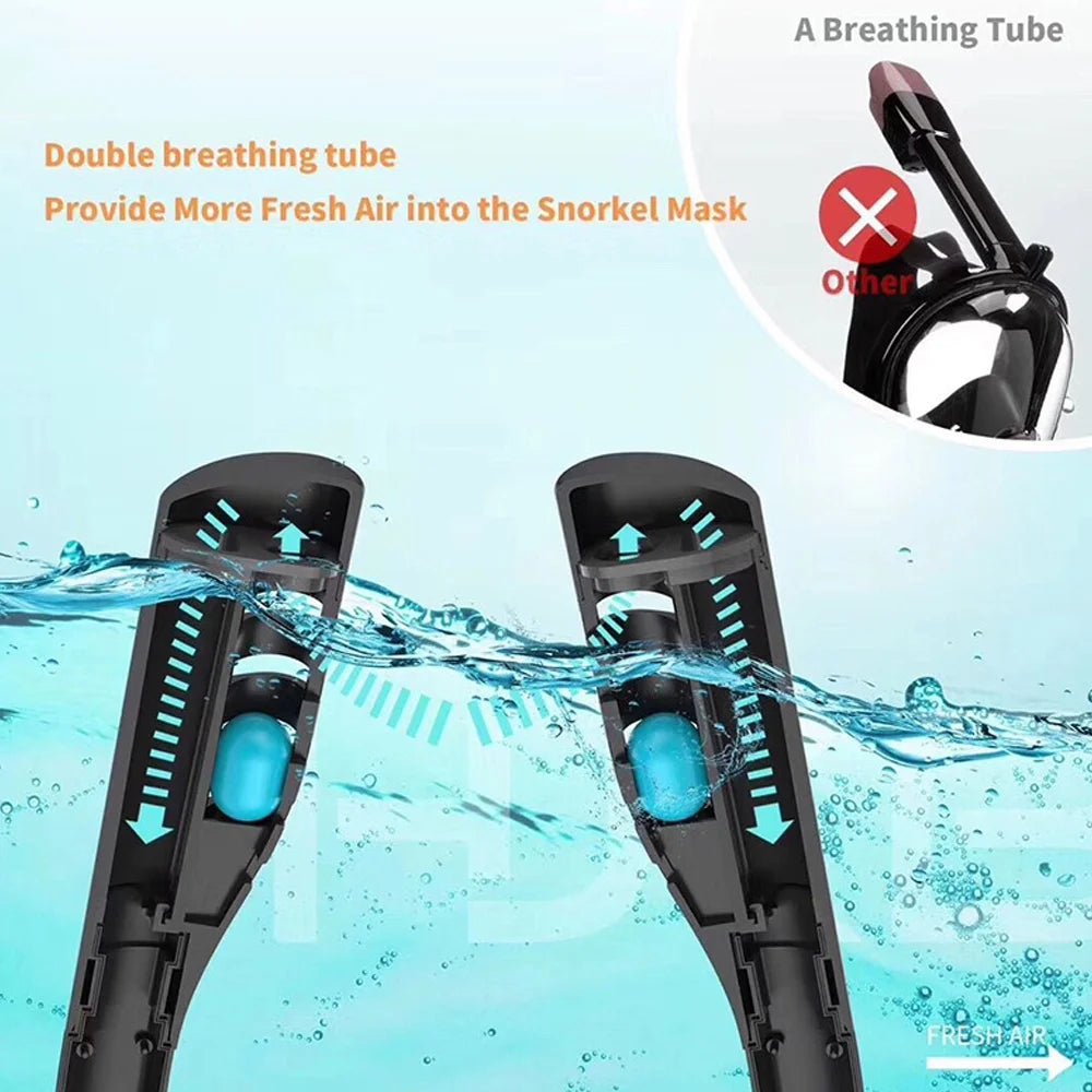 Snorkeling Double Tube Silicone Diving Goggles U52915