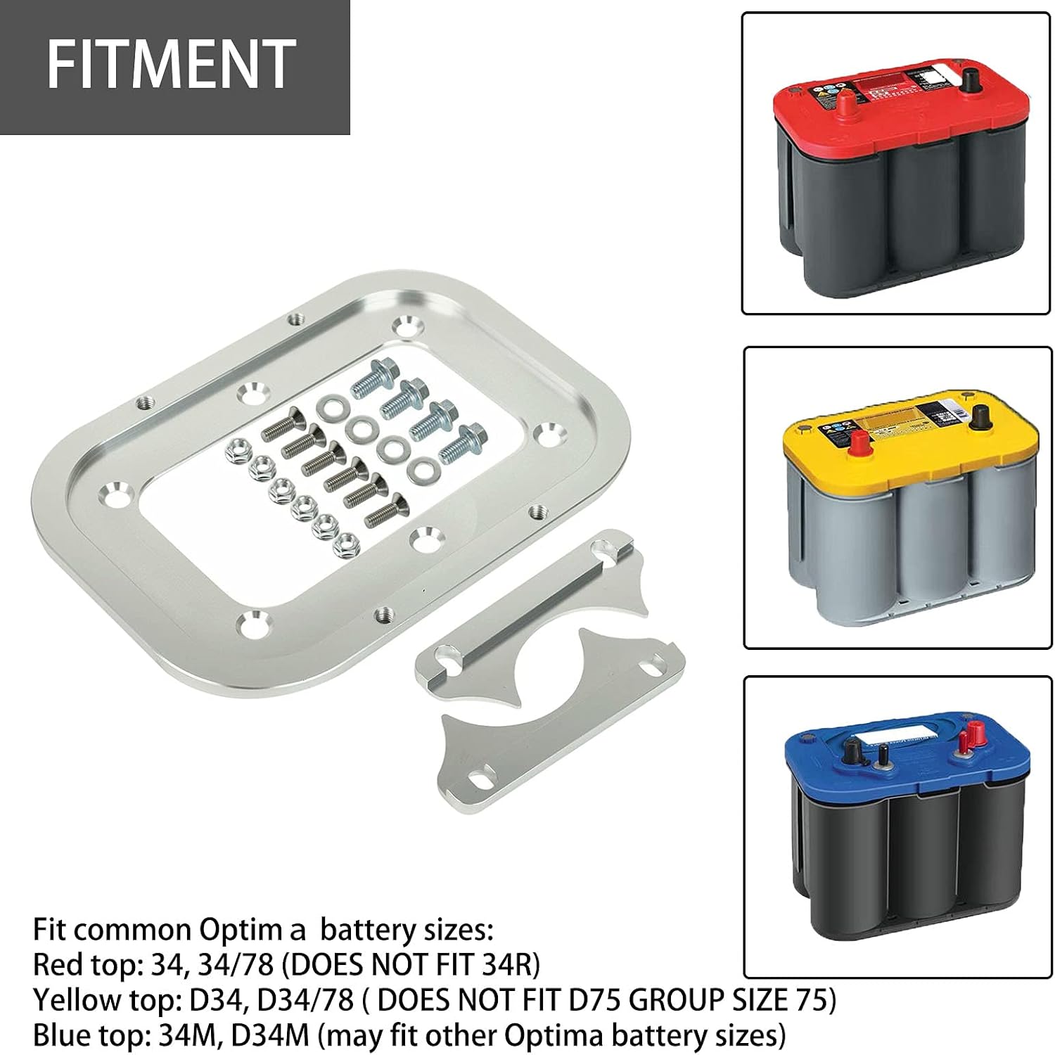 Red Yellow Blue Billet Aluminum Battery Tray Pack of 2 U940