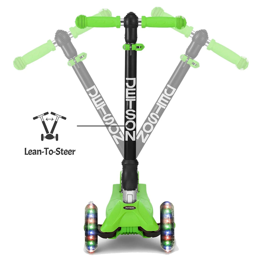 Green Twin Kick Scooter with LED Light up Wheels U53268