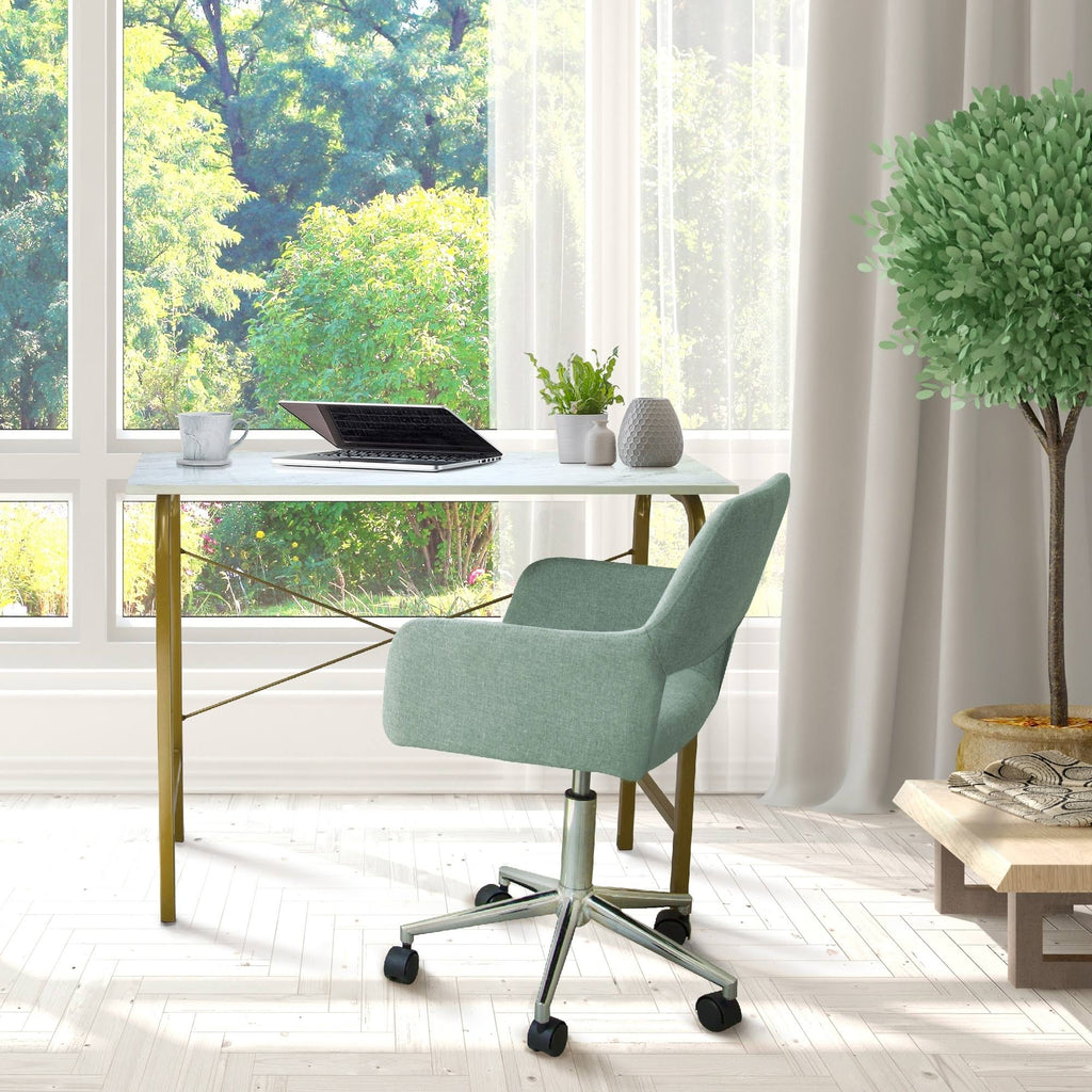 40 inch Faux Marble Top Desk with Brass Frame G1359