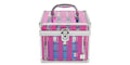 Fuschia Stripes Cosmetic Train Case with Bonus Case X26545