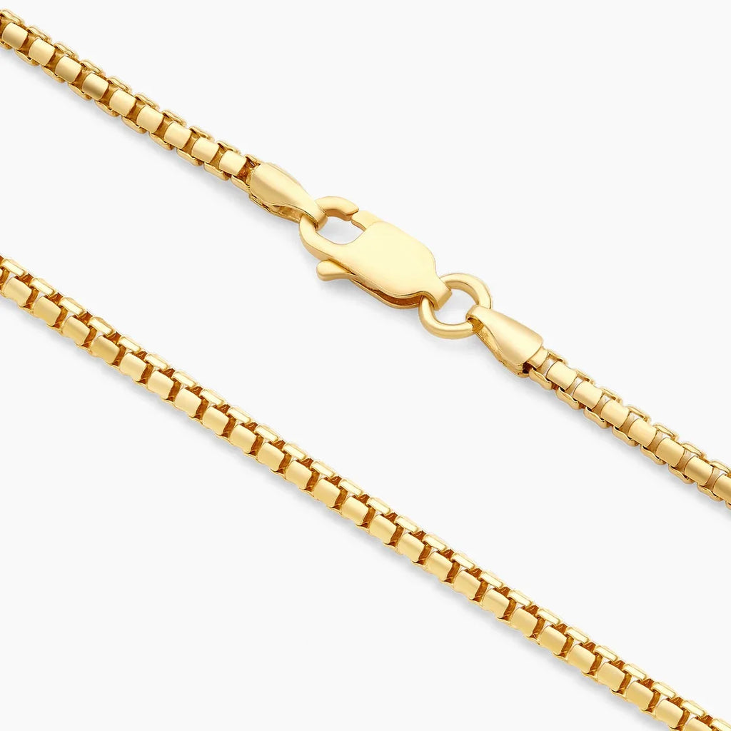 14K Yellow Gold 3.5MM Hollow Round Box Chain Necklace W586144