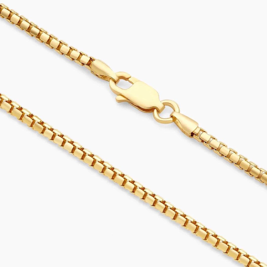 14K Yellow Gold 3.5MM Hollow Round Box Chain Necklace W586144