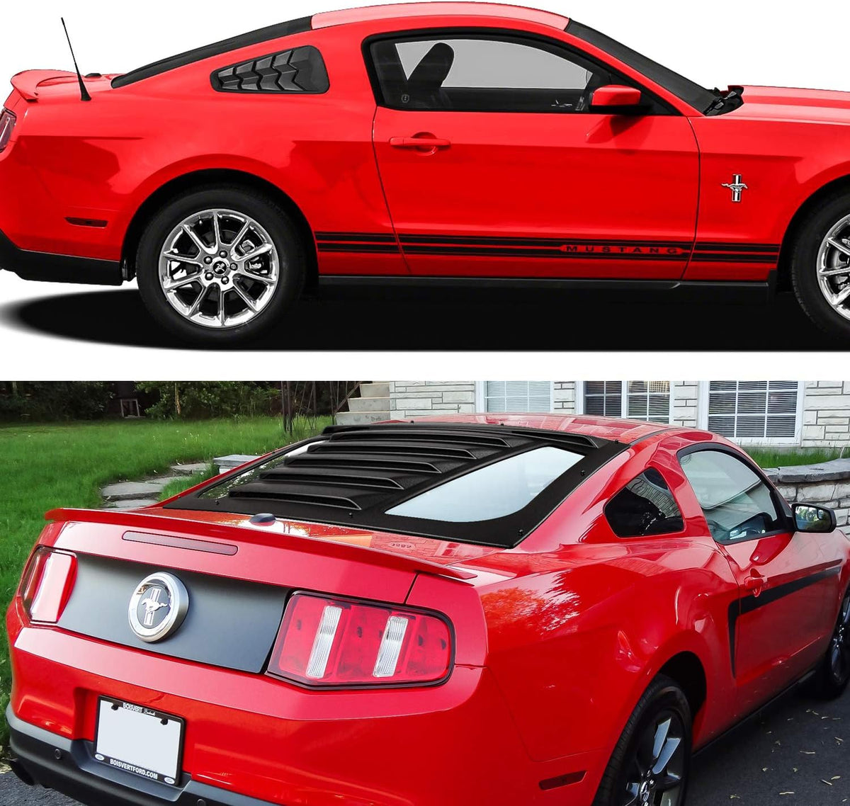 3pcs ABS Matte Black Rear & Side Window Louvers K754977