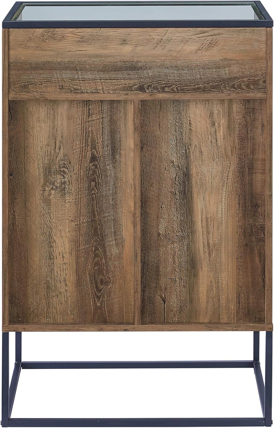 Rustic Oak Wood and Glass Bar Cabinet Y326671