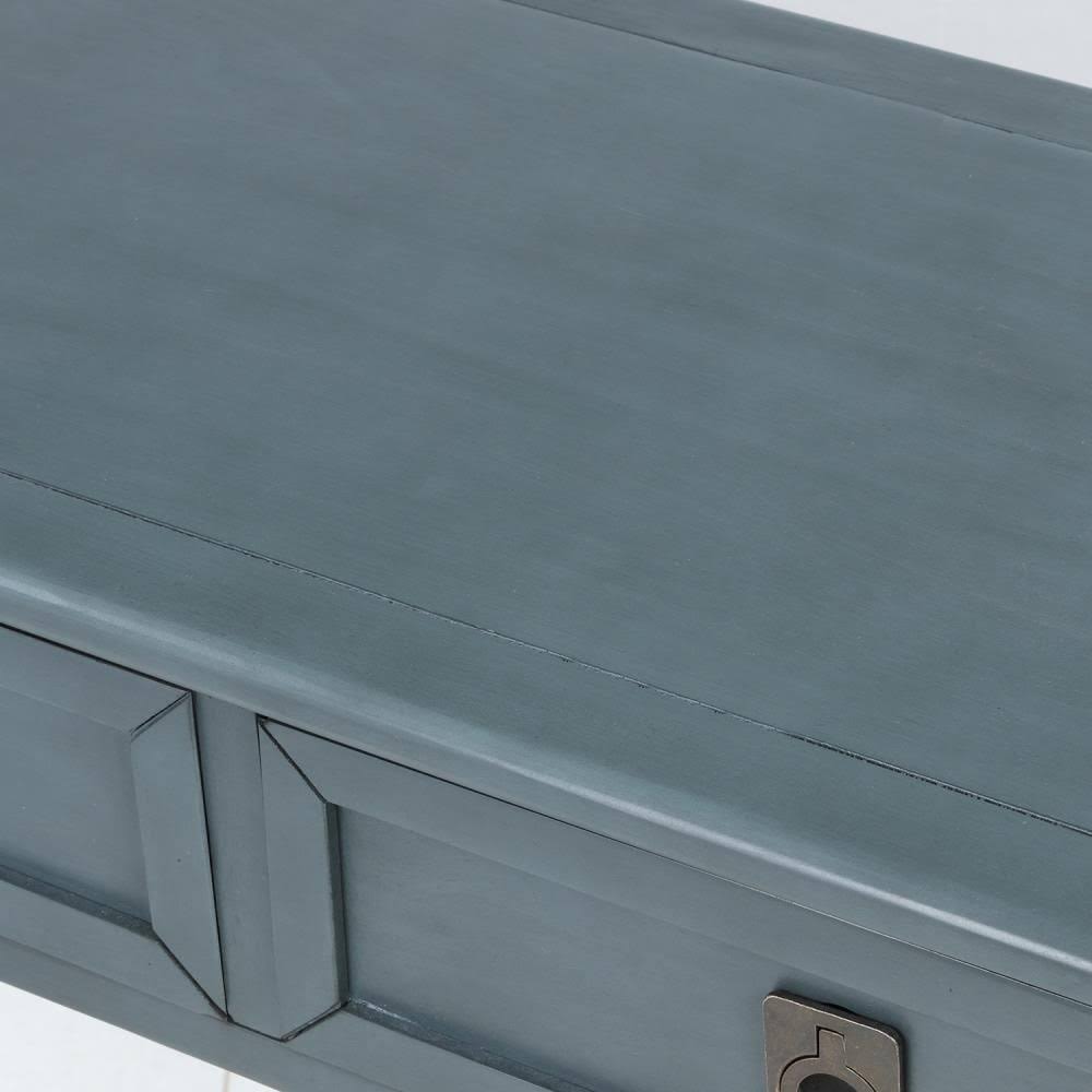Console Table with Two Drawers and Bottom Shelf in Blue V6114