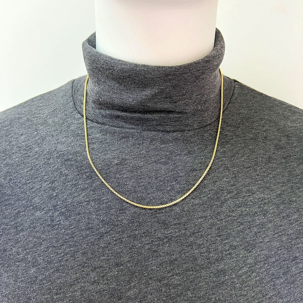 18K Yellow Gold Over Silver 1.7mm Round Box Chain 16"-24" G7946