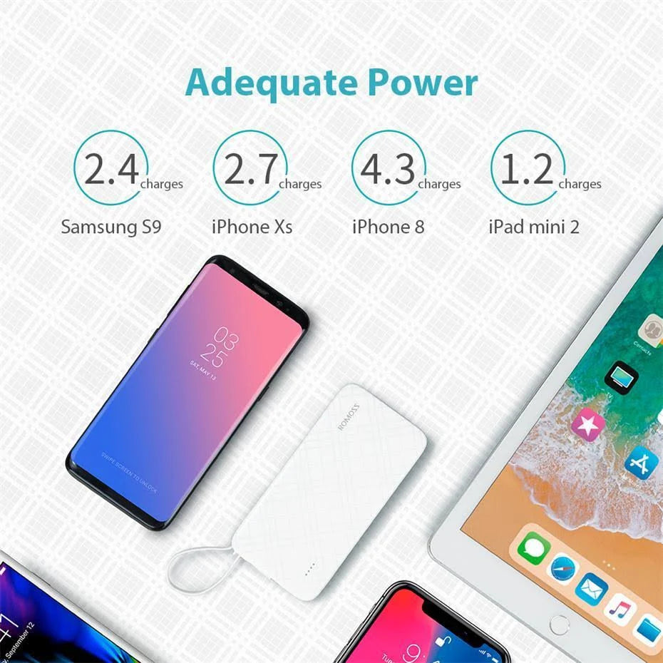 10000mAh Power Bank with Built-in Micro USB Cable T565