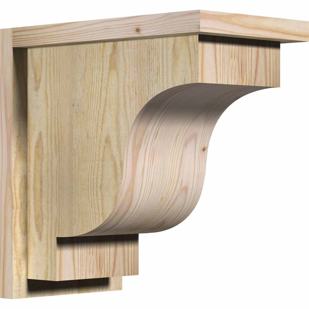 8x22W x 14x22D x 14x22H Douglas Fir Corbel with Backplate F210613
