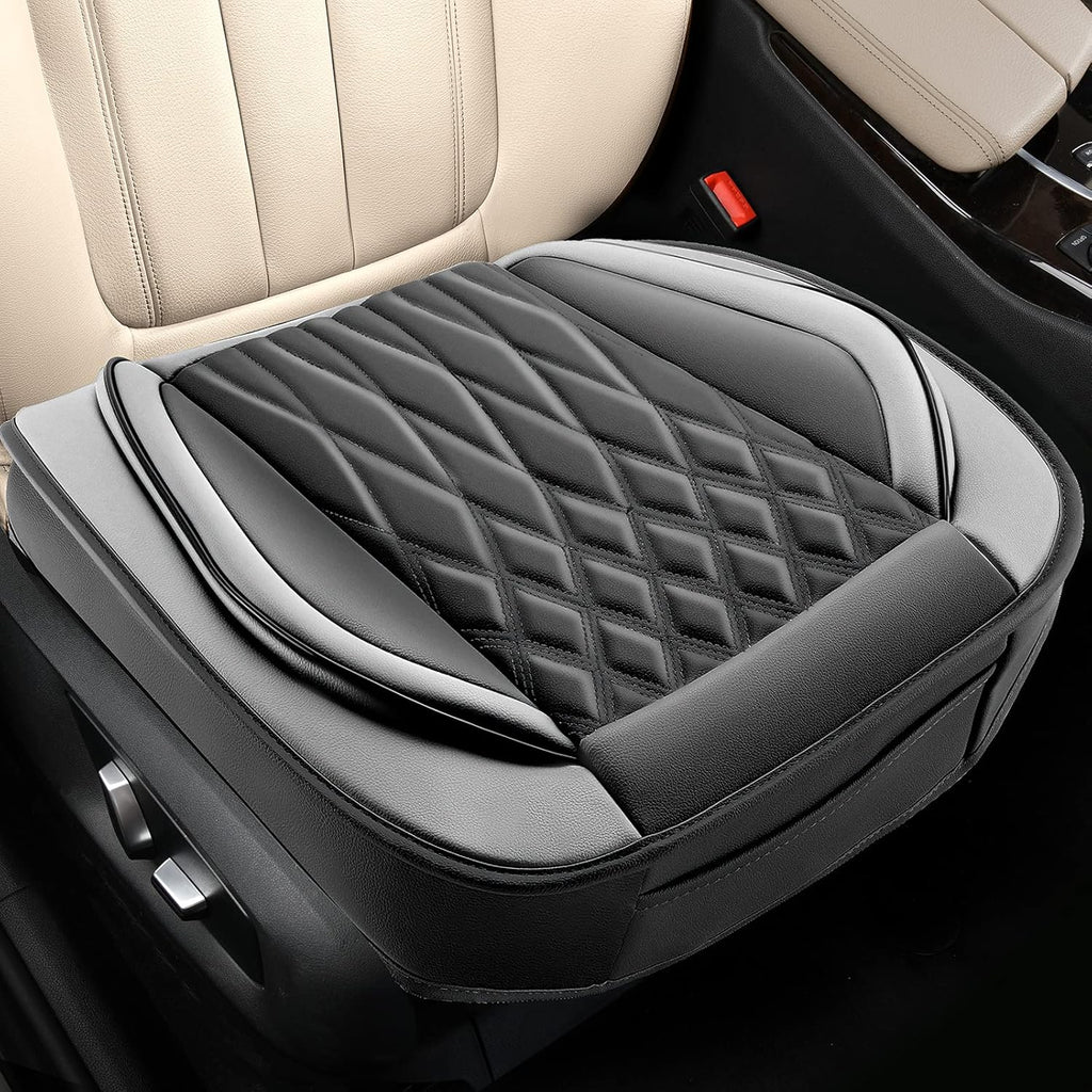 2pcs Pu Car Seat Cover, Front Seat Protector (Black-Blue Line) S593862