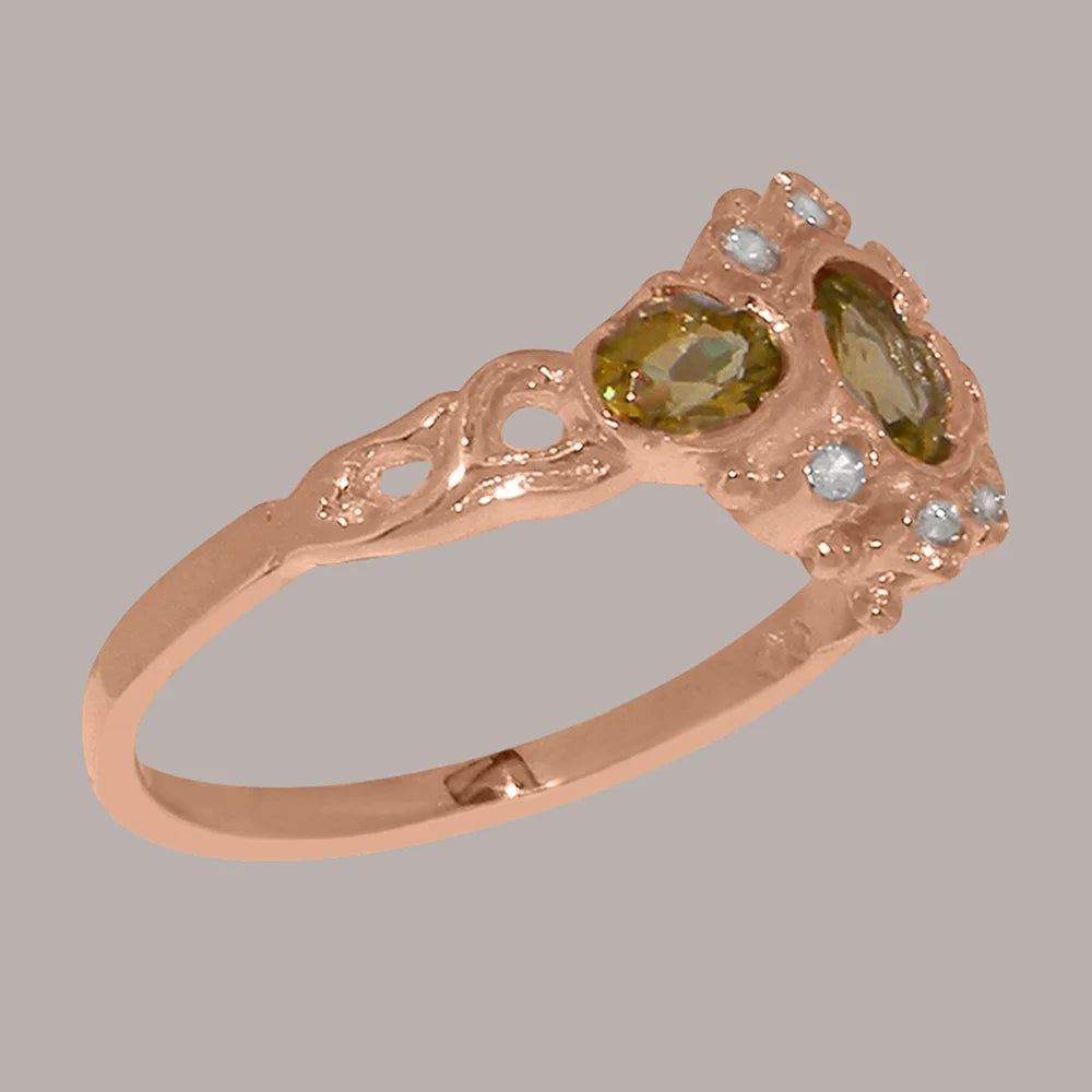 9k Rose Gold Peridot & Diamond Womens Ring Y677441