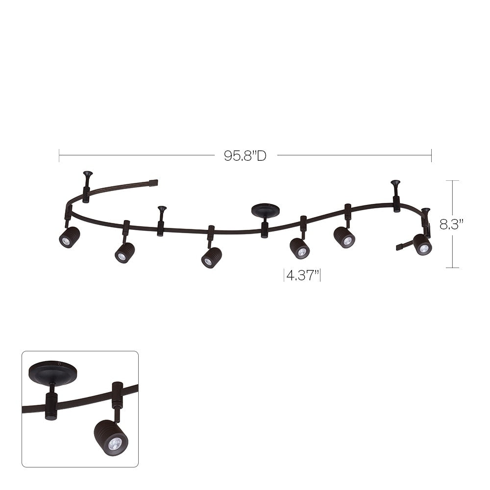 6-Light LED Flex Track, 96" Oil Bronzed N294
