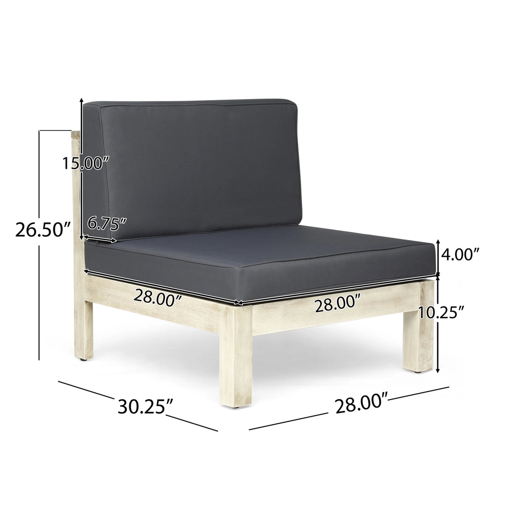 Weathered Gray and Dark Gray Acacia Wood Outdoor Modular Sofa with Cushions M55870