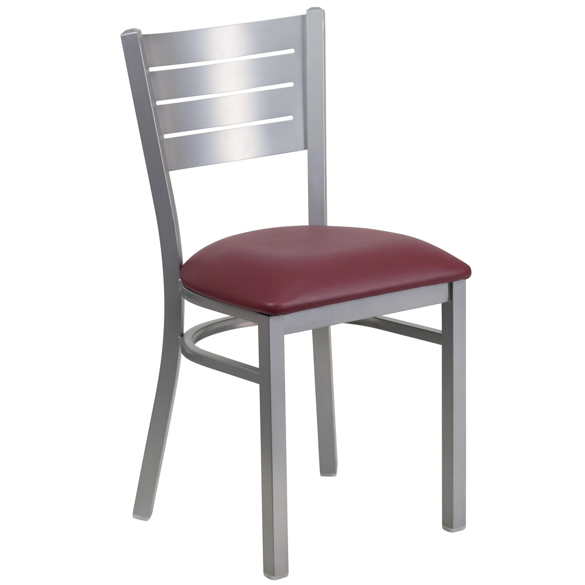 Burgundy Vinyl Seat Metal Restaurant Chair J38190