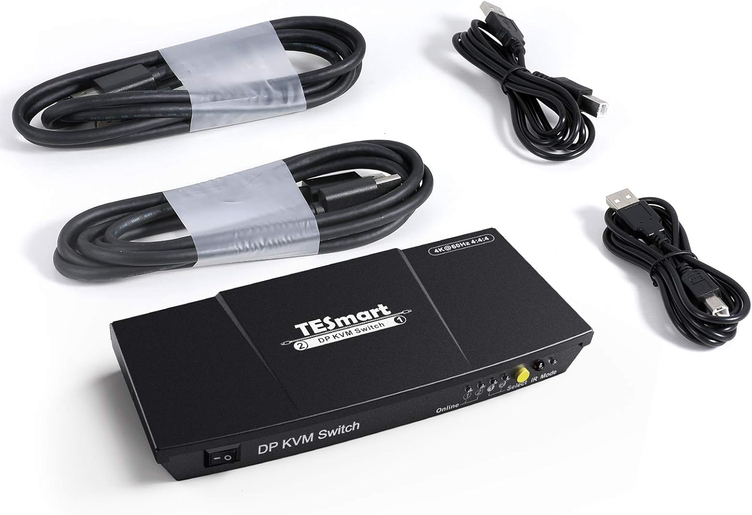 2 Port DisplayPort 4K@60Hz 2x1 KVM Switcher with 2 Pcs 5ft KVM Cables and DP Cables Y309486