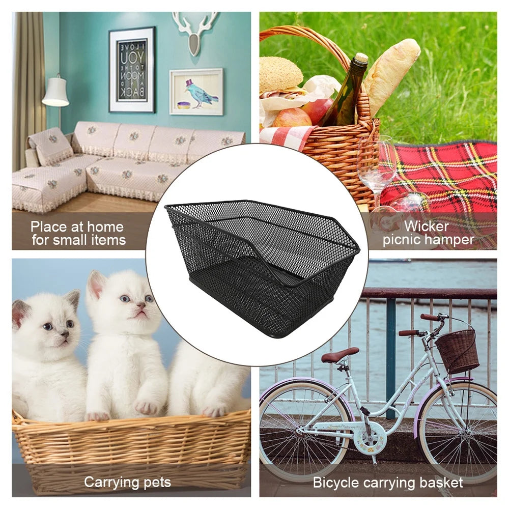 Bicycle Basket with Rainproof Cover, 20 L Metal Wire N7816