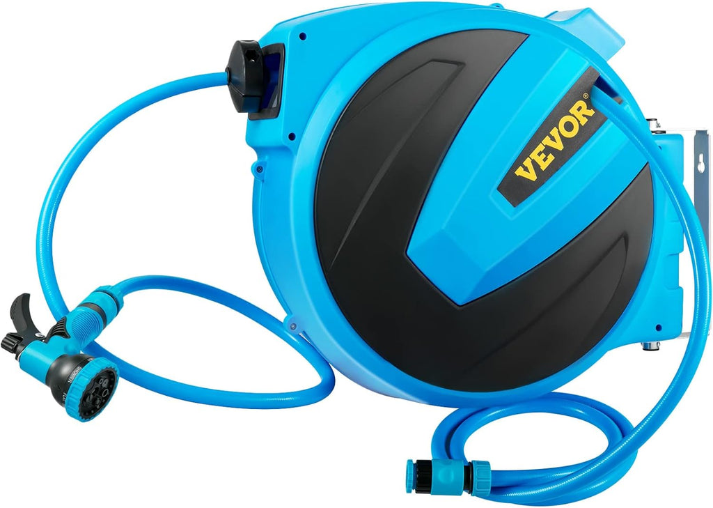 Retractable Wall Mounted Garden Hose Reel, 5/8 inch x 65 ft, Blue, Pack of 2 U819