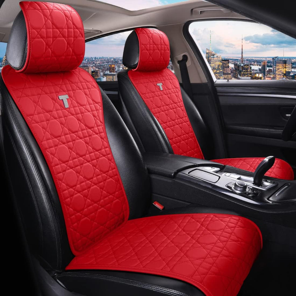 Pink Faux Leather Full Set Car Seat Covers 9pcs Y99621