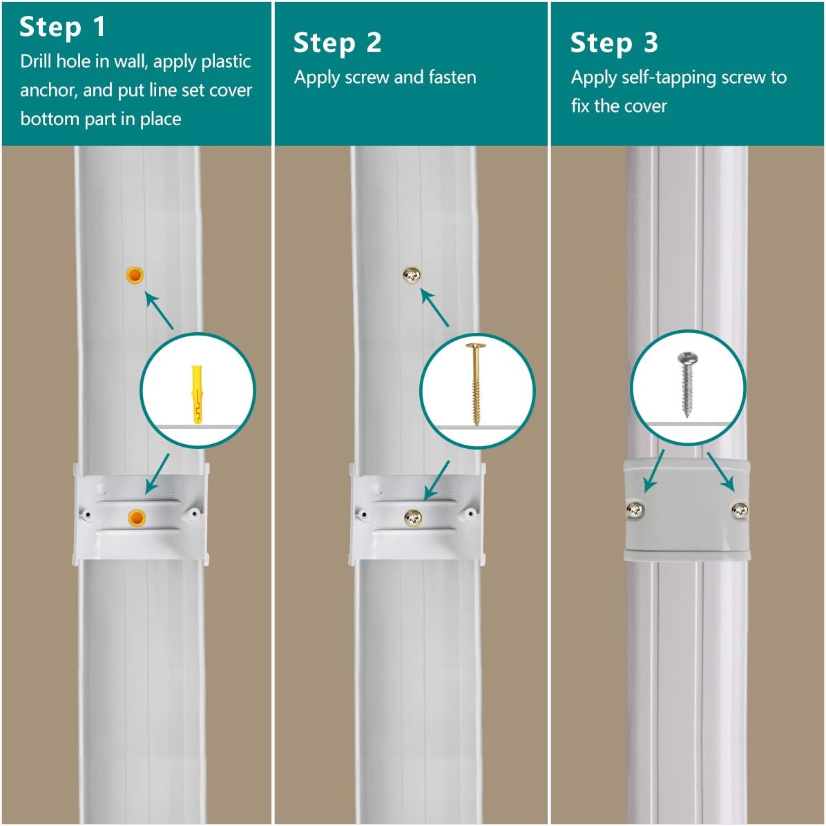 PVC Decorative Air Conditioner Line Set Cover Kit, 3in W, 9ft L, Pack of 2 G54821
