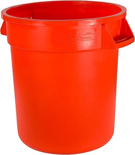 10 Gallon Orange Round Waste Container Pack of 6 E892