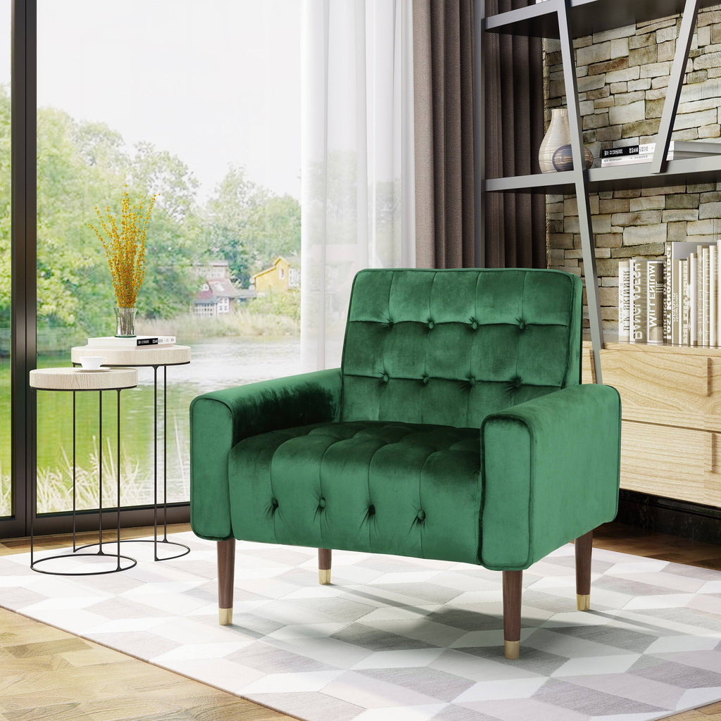 Emerald Velvet Button-Tufted Armchair C4308