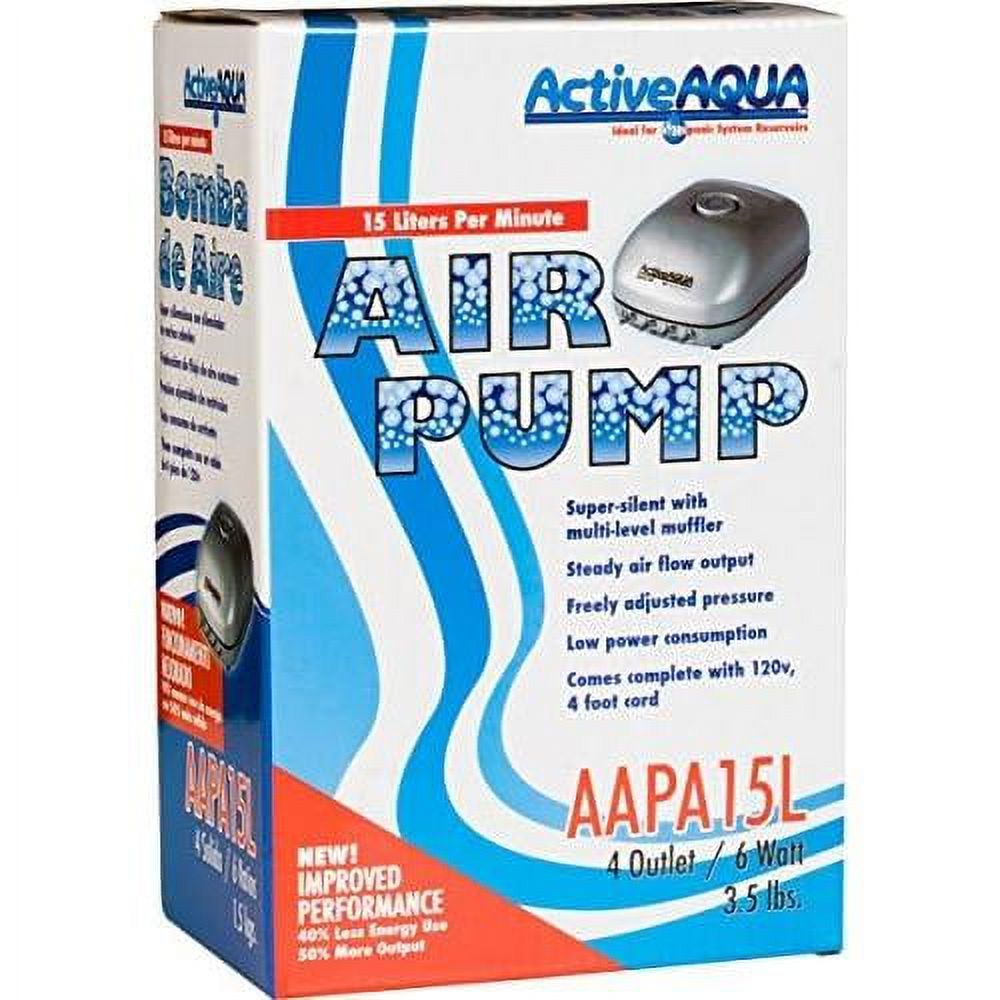 6 Watt 240 GPH Adjustable Hydroponic Aquarium Air Pump With 4 Outlets (2 Pack) B27704