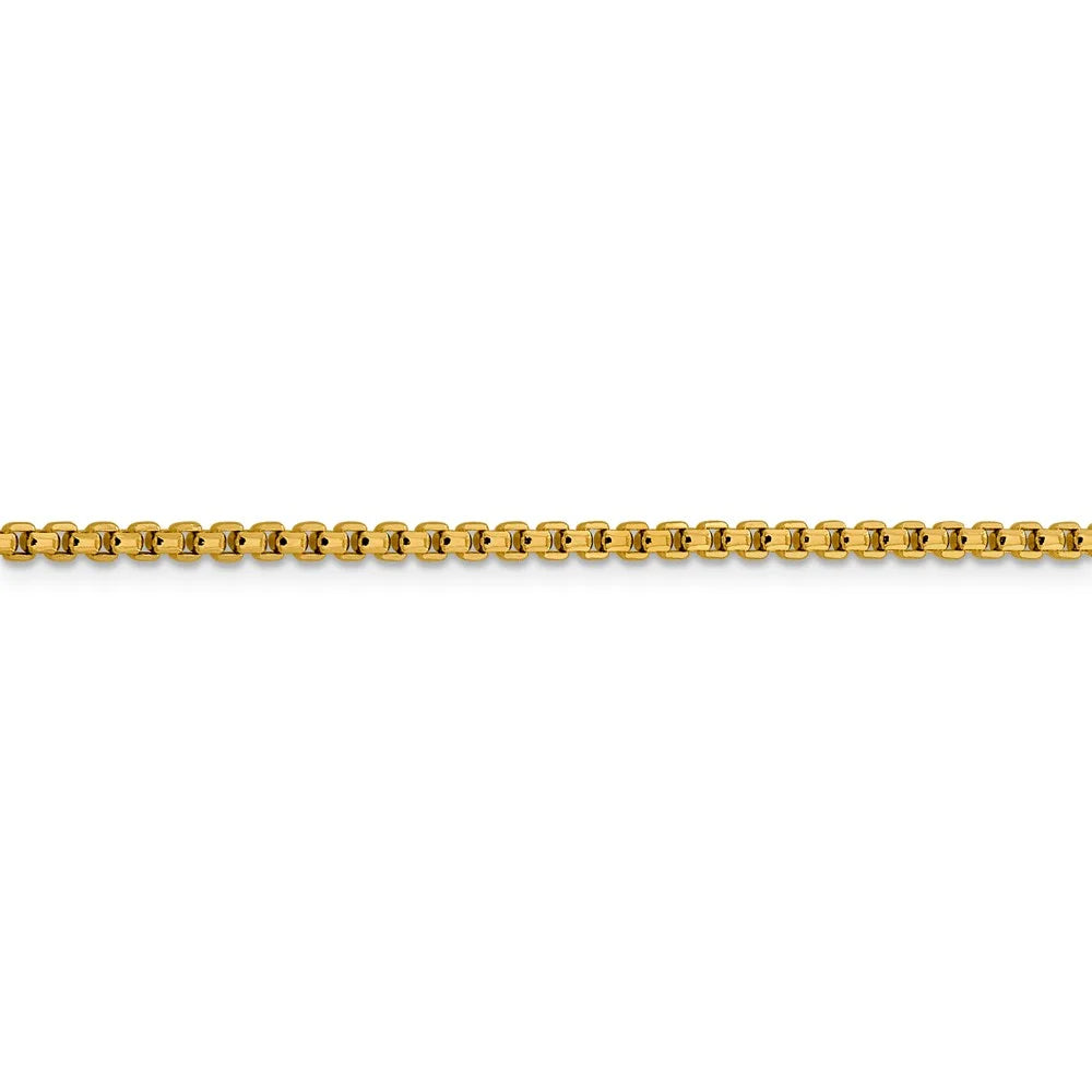 14kt Yellow Gold Diamond Cut Round Box Chain 18 inch Lobster Clasp J240442