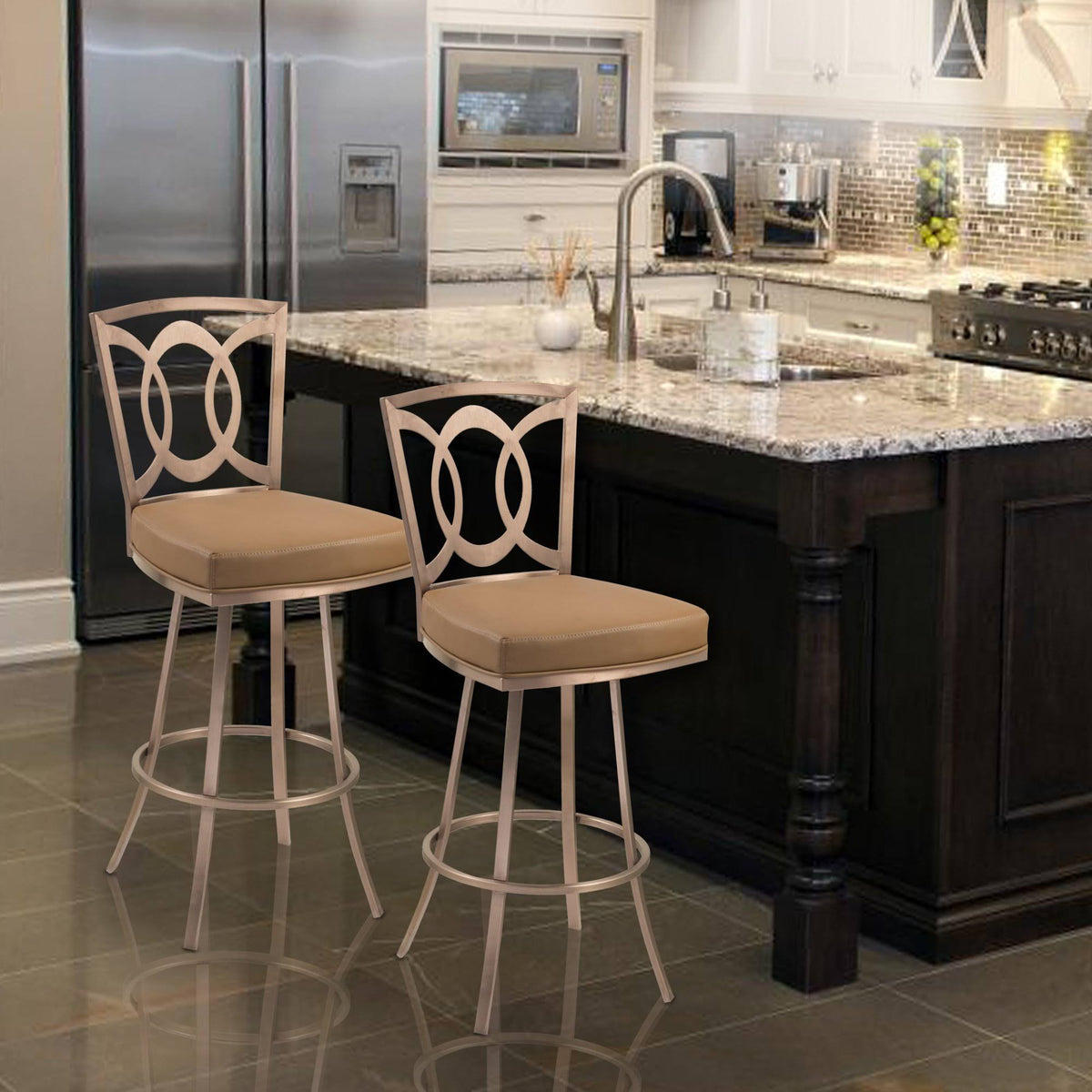 Gray and Stainless Steel Swivel Barstool D87710