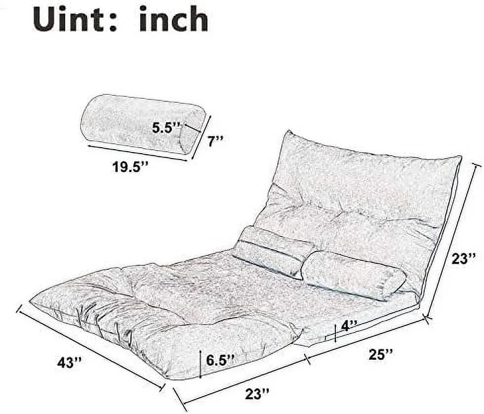 Adjustable Fabric Floor Couch Sofa Bed with Two Pillows Y30561