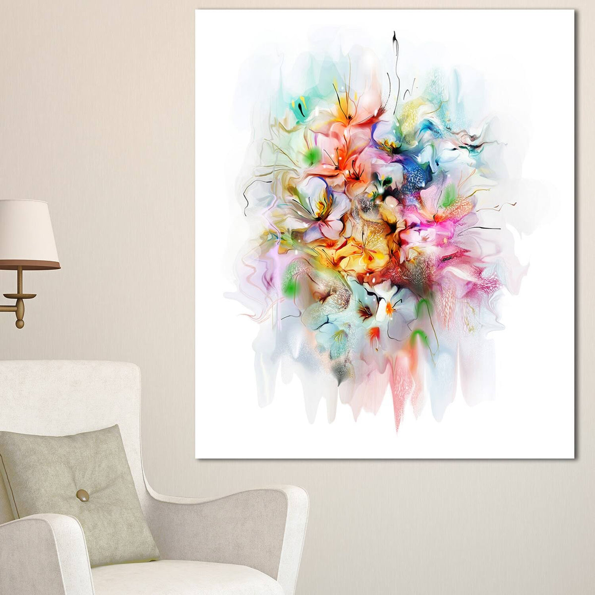 Watercolor Flowers Floral Canvas Art Print R28548