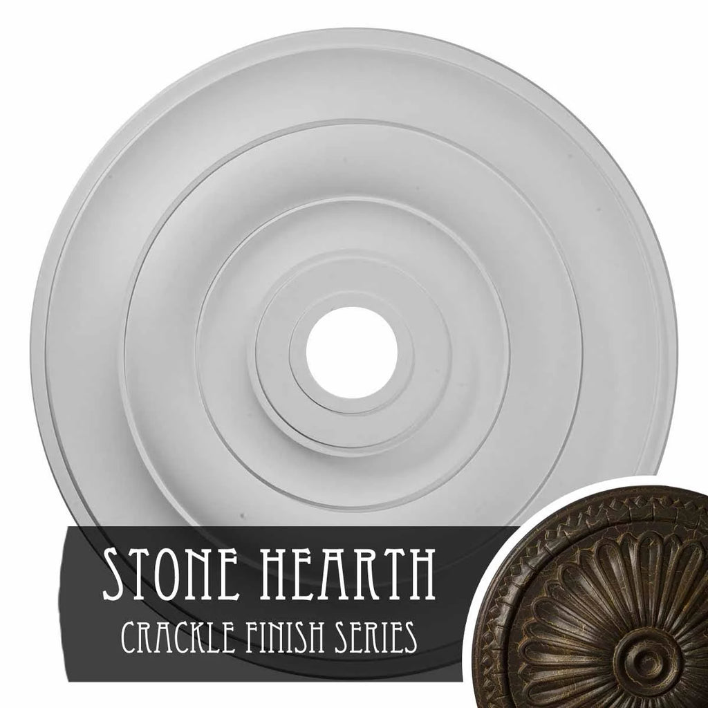 26 1/2x22OD x 3 5/8x22ID x 1 1/2x22P Hand-Painted Stone Hearth Crackle Ceiling Medallion U960519