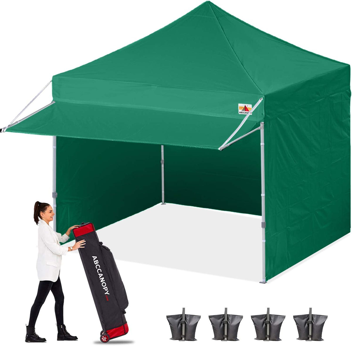 White 10x10 Pop up Canopy Tent with Awning and Sidewalls N78630