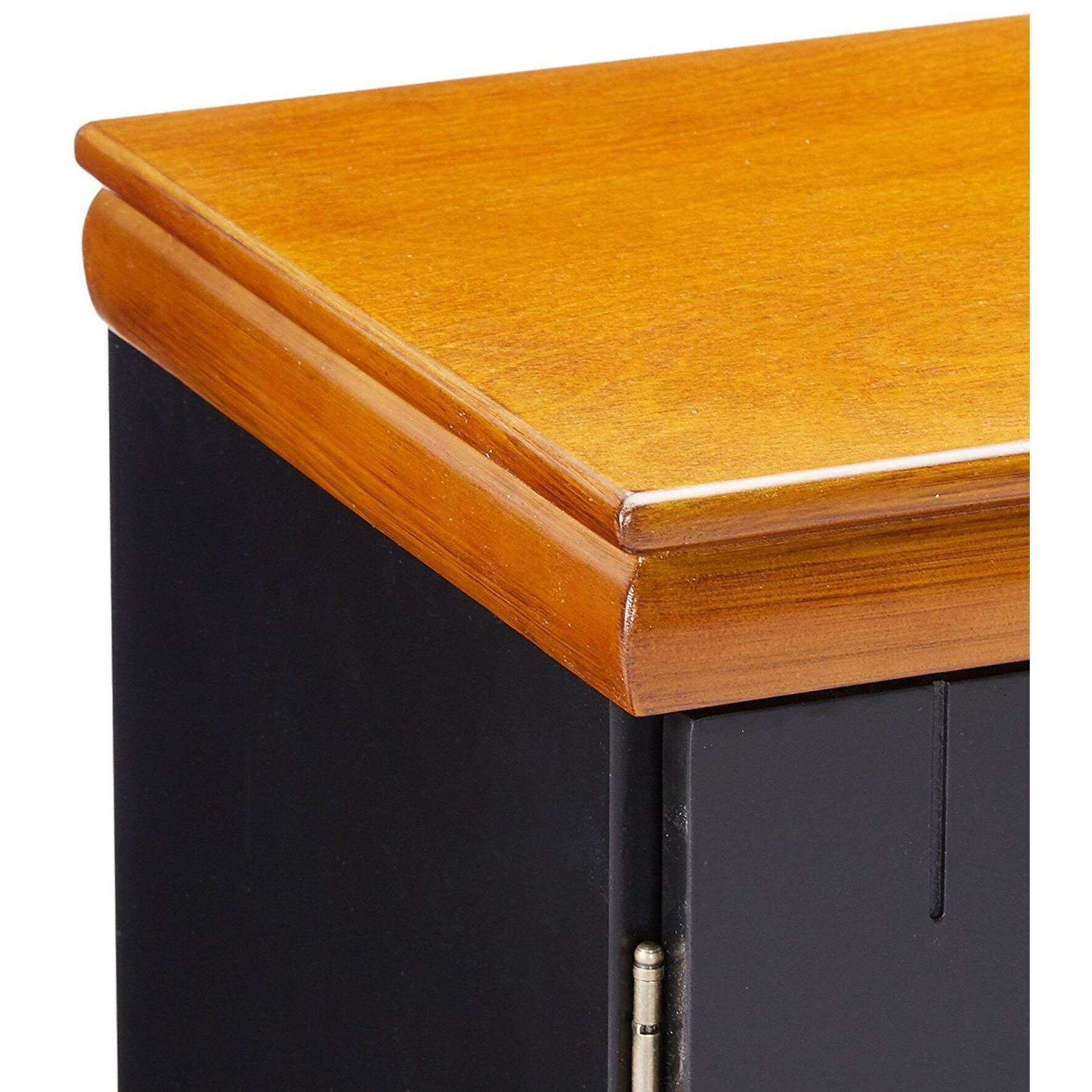 Black / Walnut Finish Wood Buffet Cabinet Console Table with Storage A461