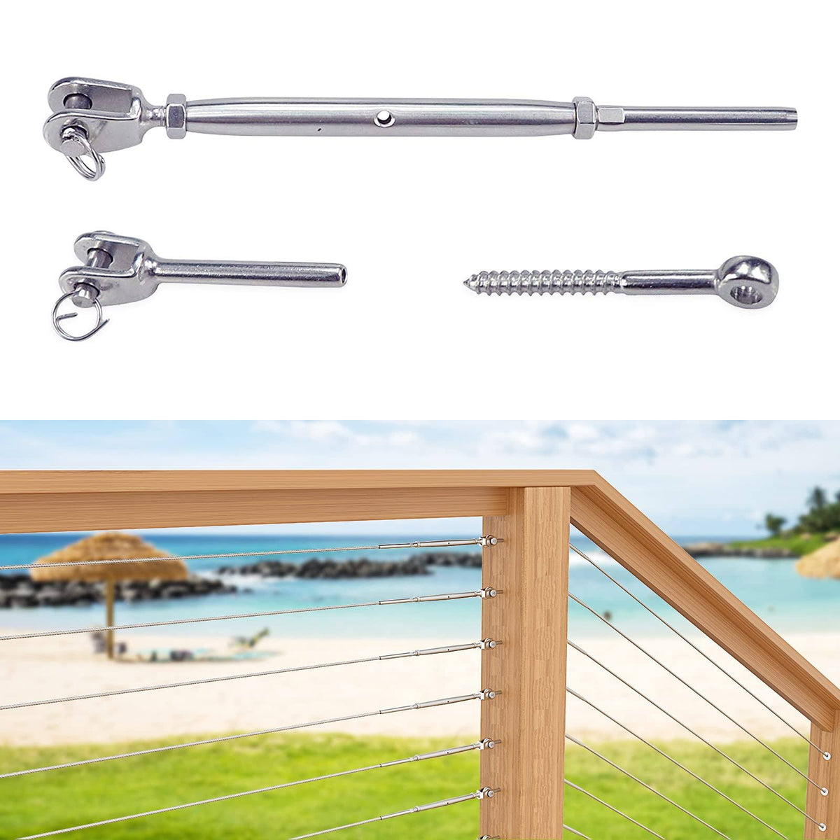 Stainless Steel Cable Railing Kits for 1/8 Wire Rope, 40P T426077