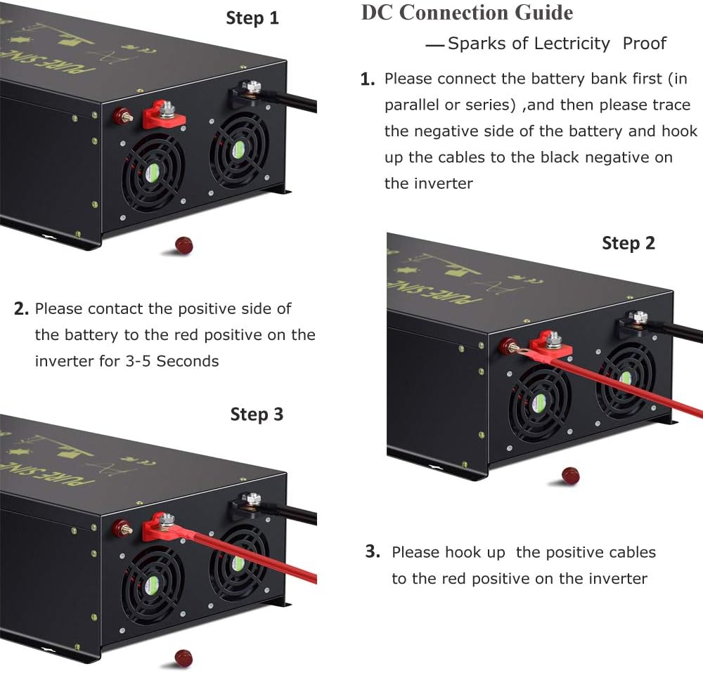 8000W Pure Sine Wave Power Inverter DC 48V to AC 120V with 4 AC Outlets Remote Control LED Display O428218