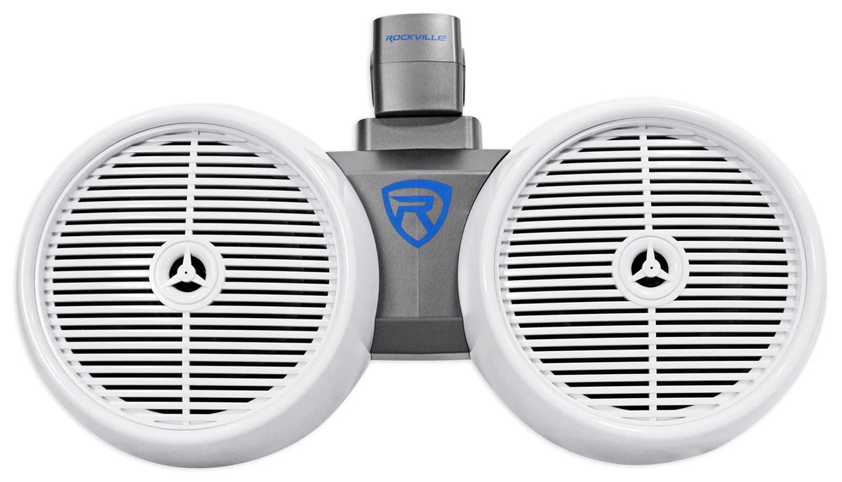 Dual 8" White 1600w Marine Wakeboard Tower Speaker Systems F403104