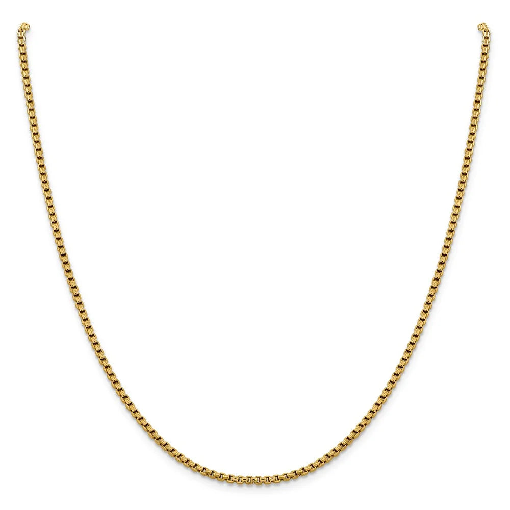 14kt Yellow Gold Diamond Cut Round Box Chain 18 inch Lobster Clasp J240442